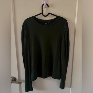 Brand New Icone by Simons Forest Green Puffed Sleeve Sweater Large Viscose